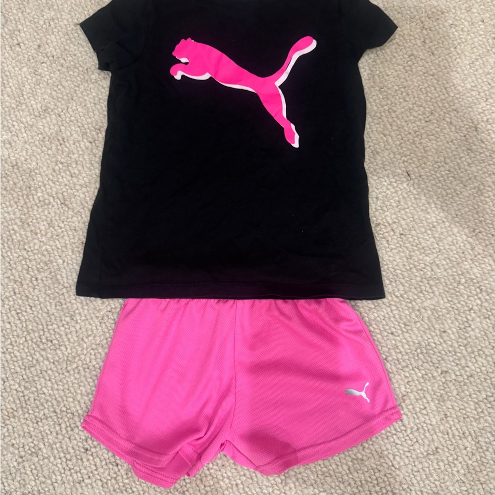 Puma Kids Black and Pink Pajama Set